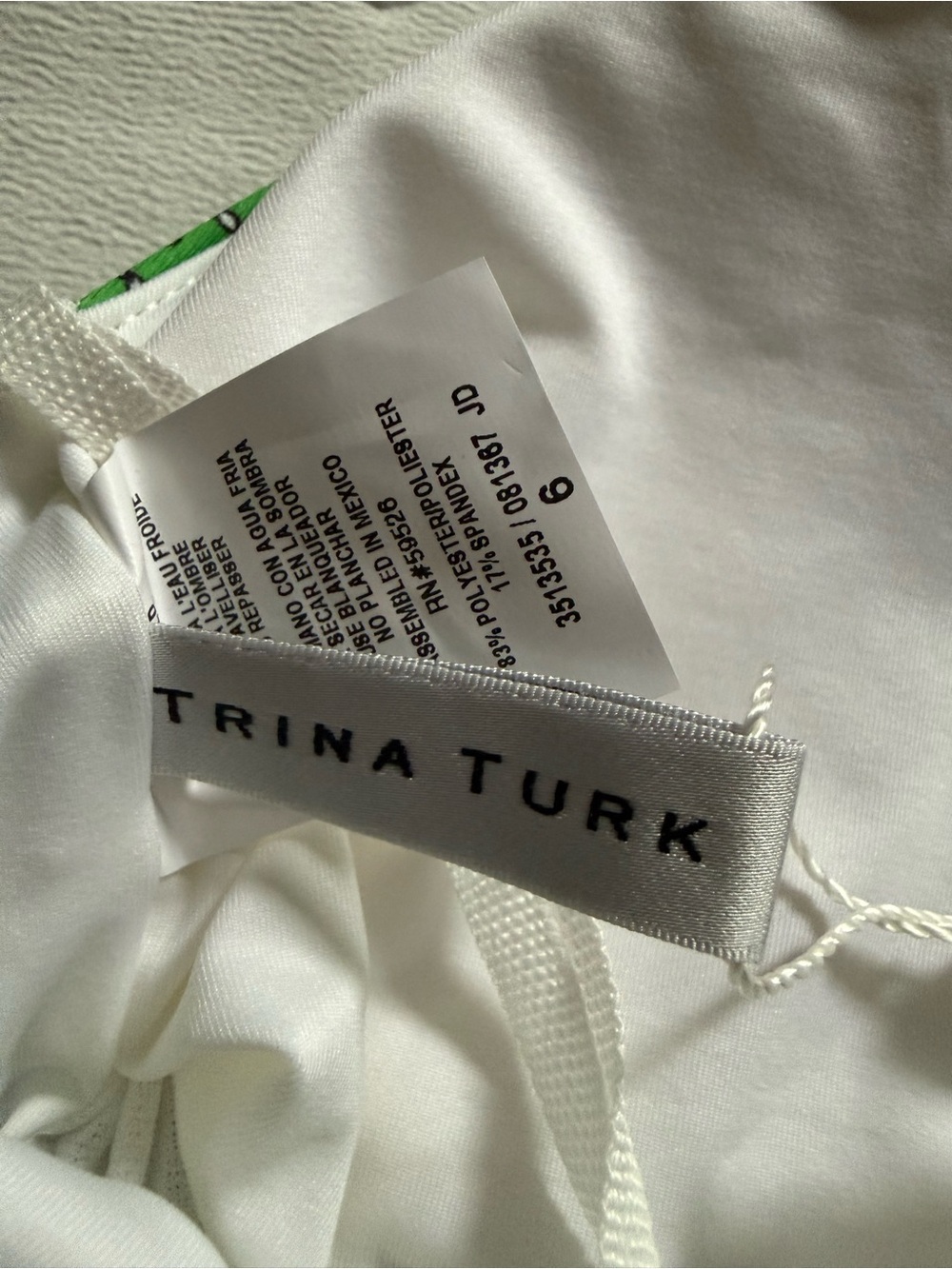 Trina Turk Green White Floral Cactus Swim Top - Picture 5 of 8
